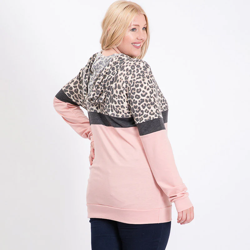 Tara Curve Leopard Hoody Pink - Image 2