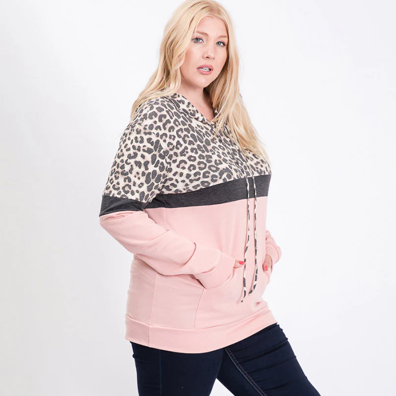 Tara Curve Leopard Hoody Pink - Image 3