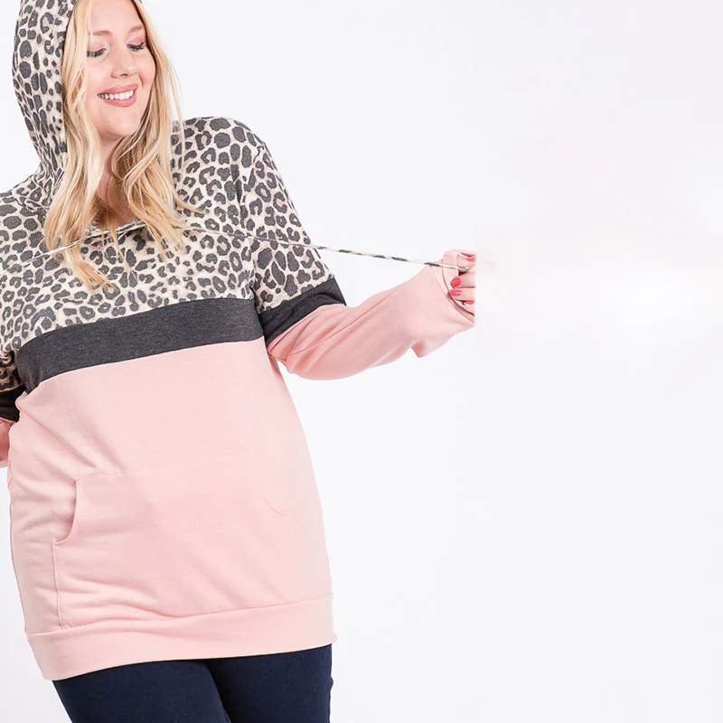 Tara Curve Leopard Hoody Pink - Image 4