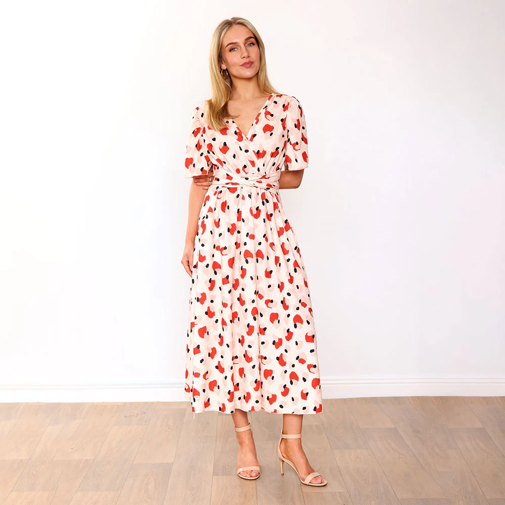 Teagan Dress (Peach Abstract) - Image 10