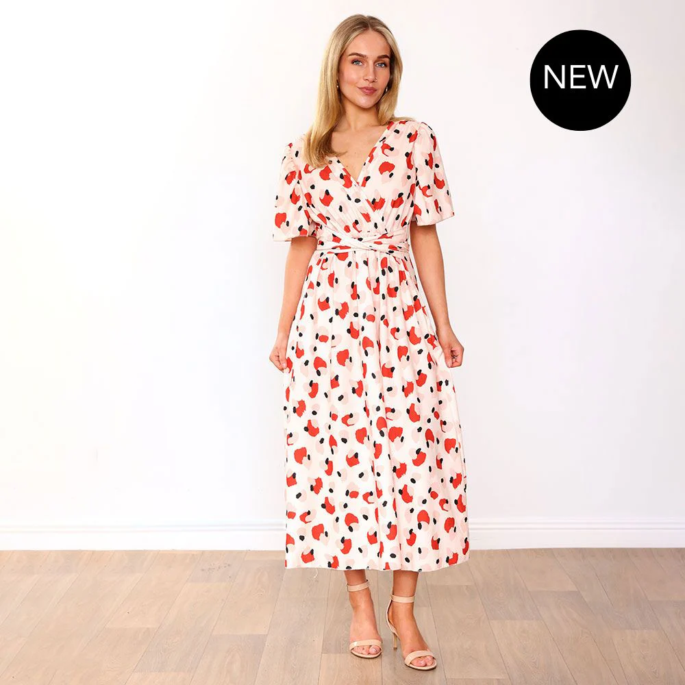 Teagan Dress (Peach Abstract) - Image 18