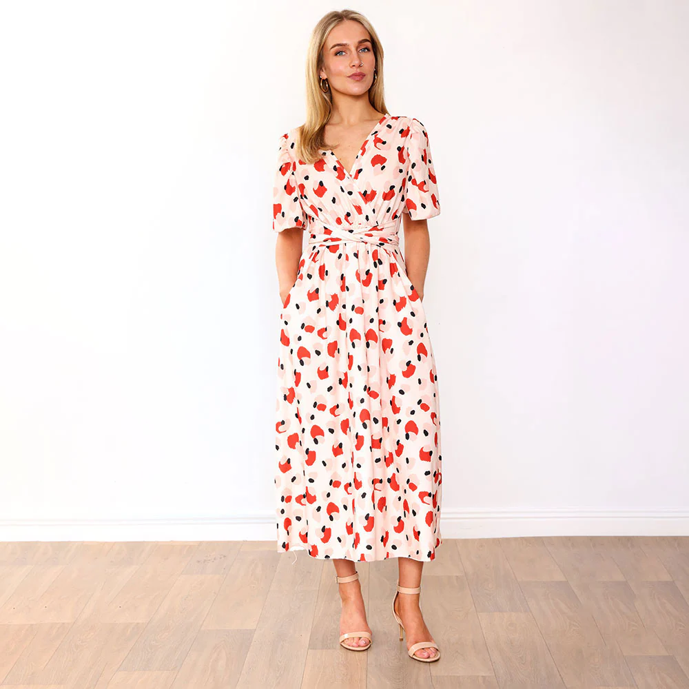 Teagan Dress (Peach Abstract) - Image 8