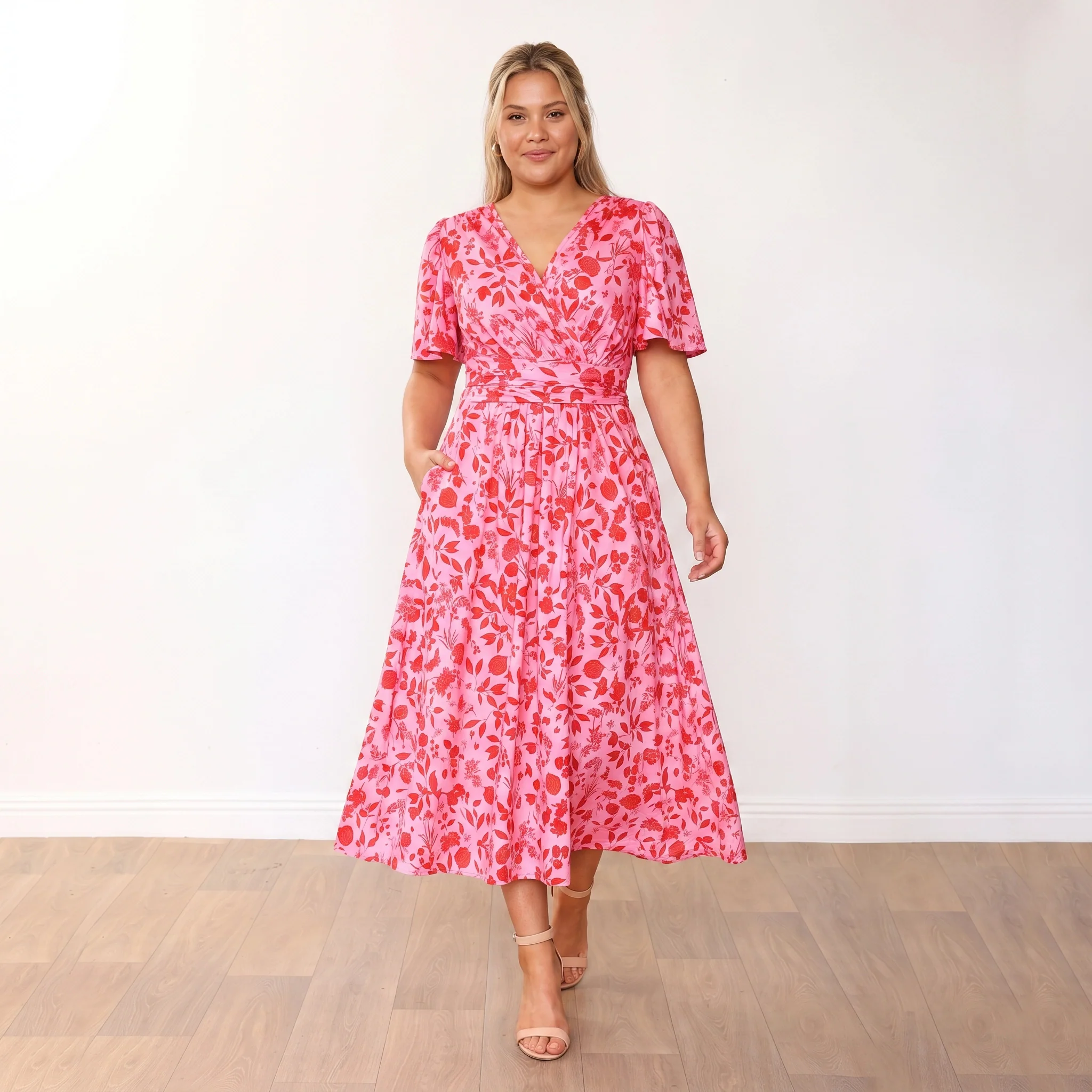Teagan Dress (Pink/Red Floral) - Image 4