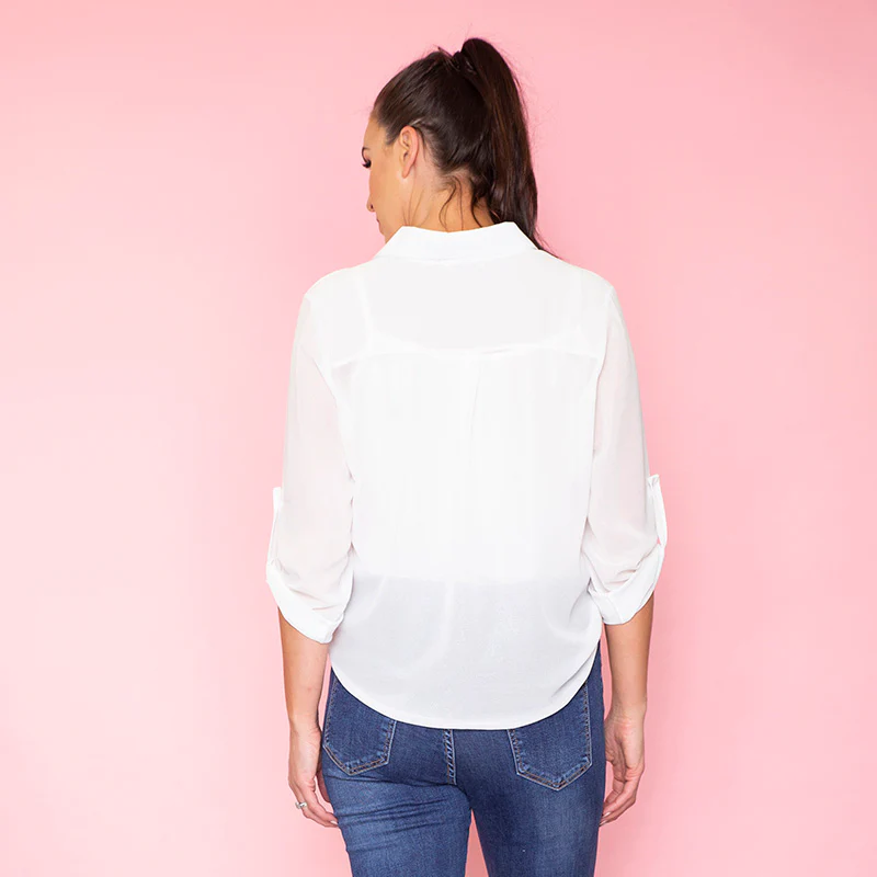 Tess Tie Chiffon Shirt (White) - Image 3