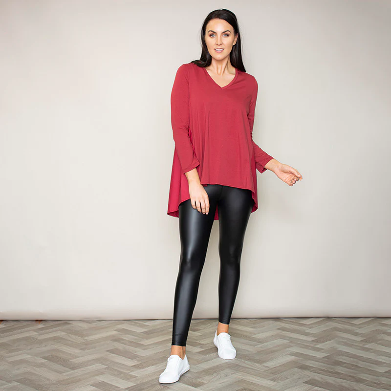 Amber Rounded Hem Top (Apple Red) - Image 3