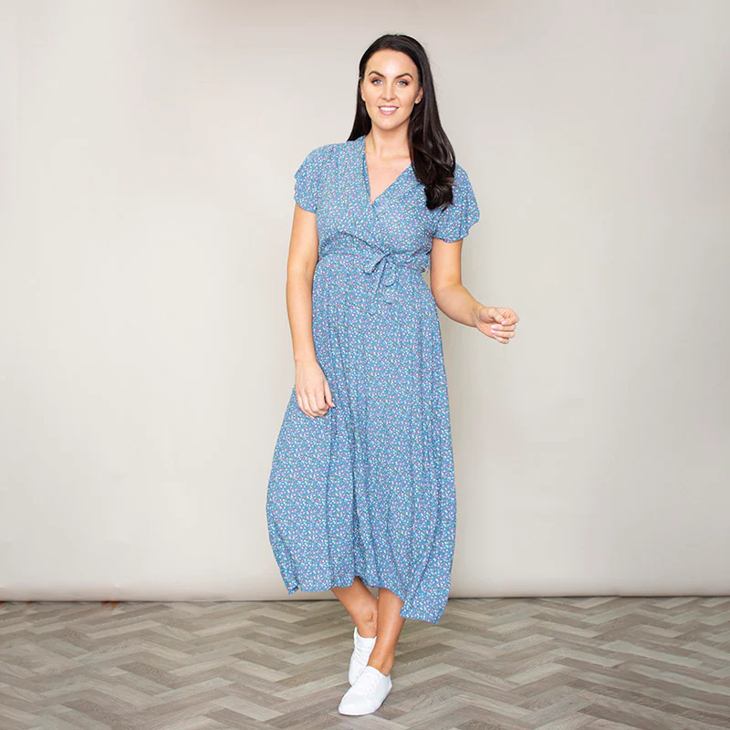 Carmen Floral Midi Dress (Blueberry) - Image 14