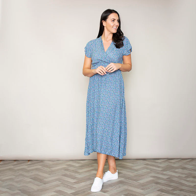 Carmen Floral Midi Dress (Blueberry) - Image 15