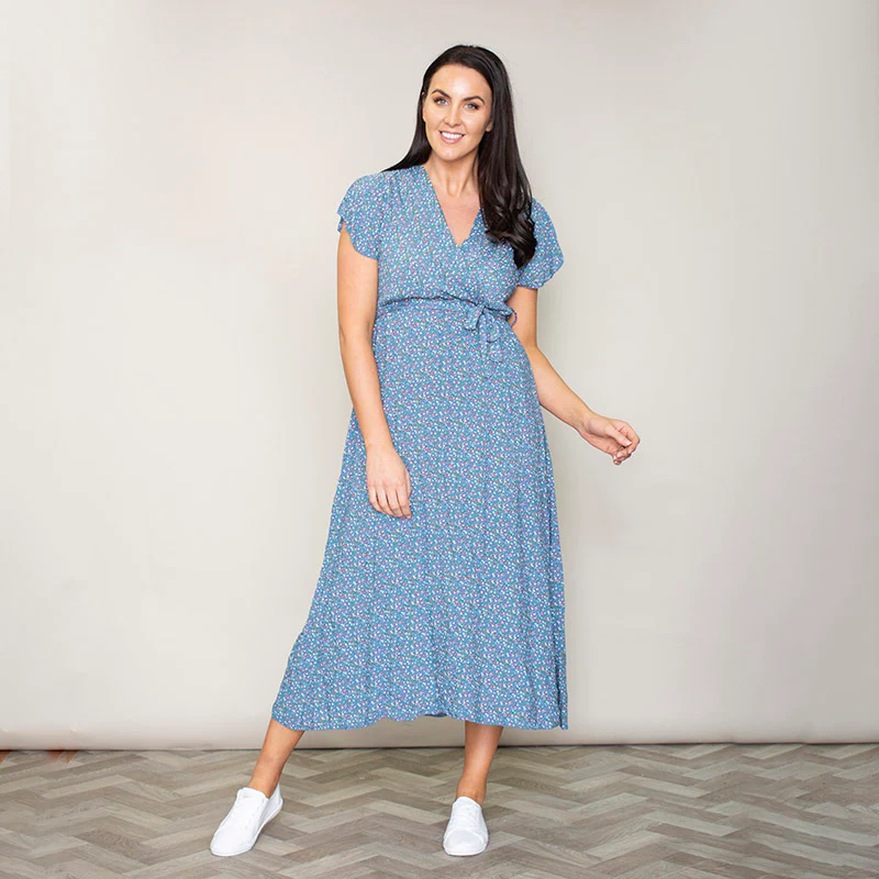 Carmen Floral Midi Dress (Blueberry) - Image 16