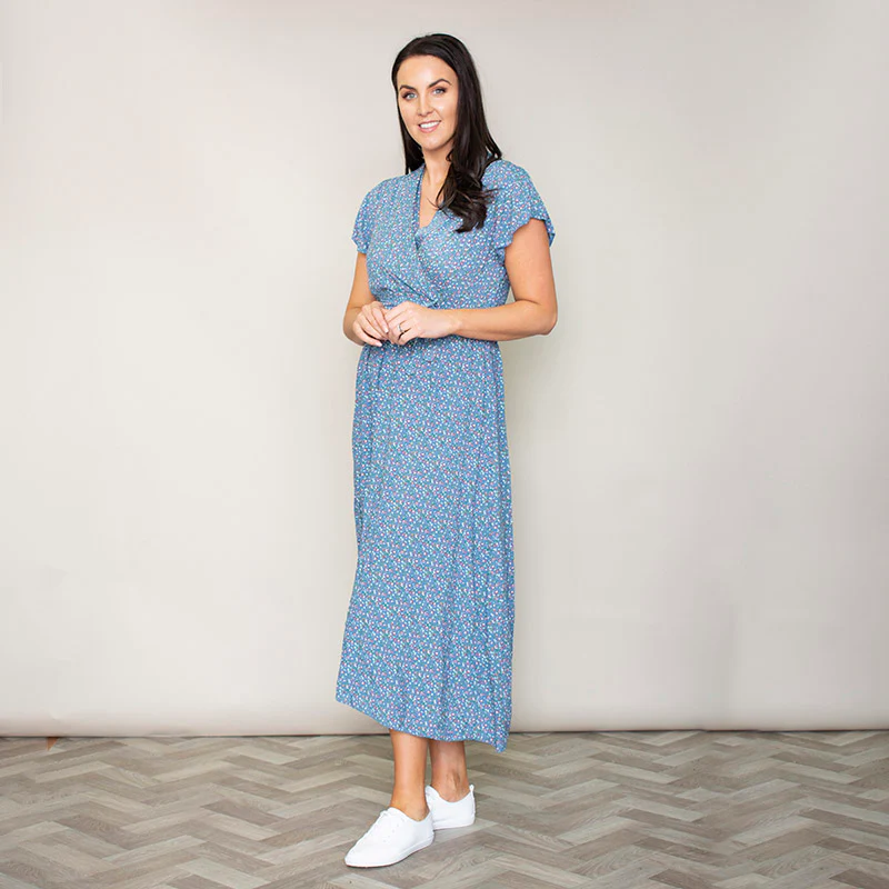 Carmen Floral Midi Dress (Blueberry) - Image 19