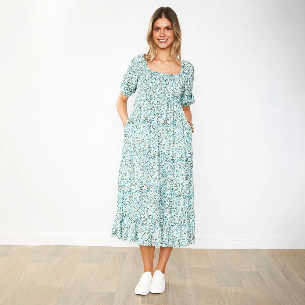 Vella Dress (Green Floral) - Image 3