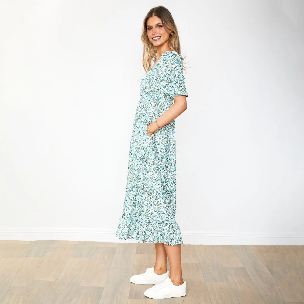 Vella Dress (Green Floral) - Image 7
