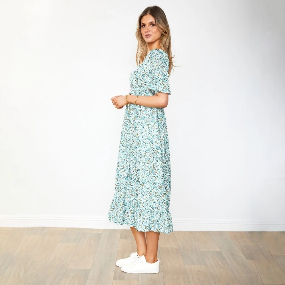 Vella Dress (Green Floral) - Image 8