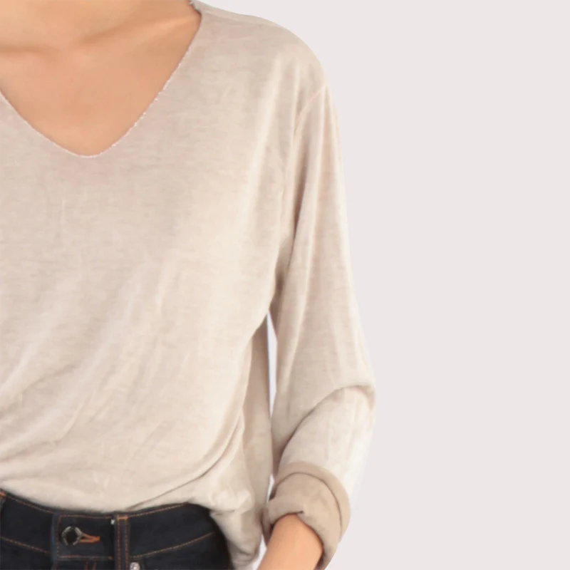 Via V Neck Knit Taupe - Image 2