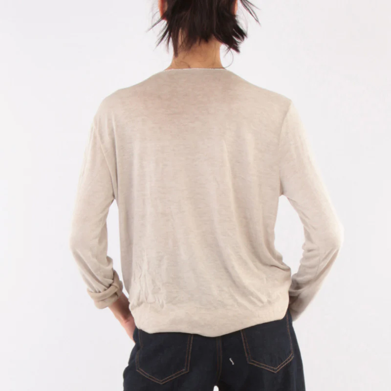 Via V Neck Knit Taupe - Image 5