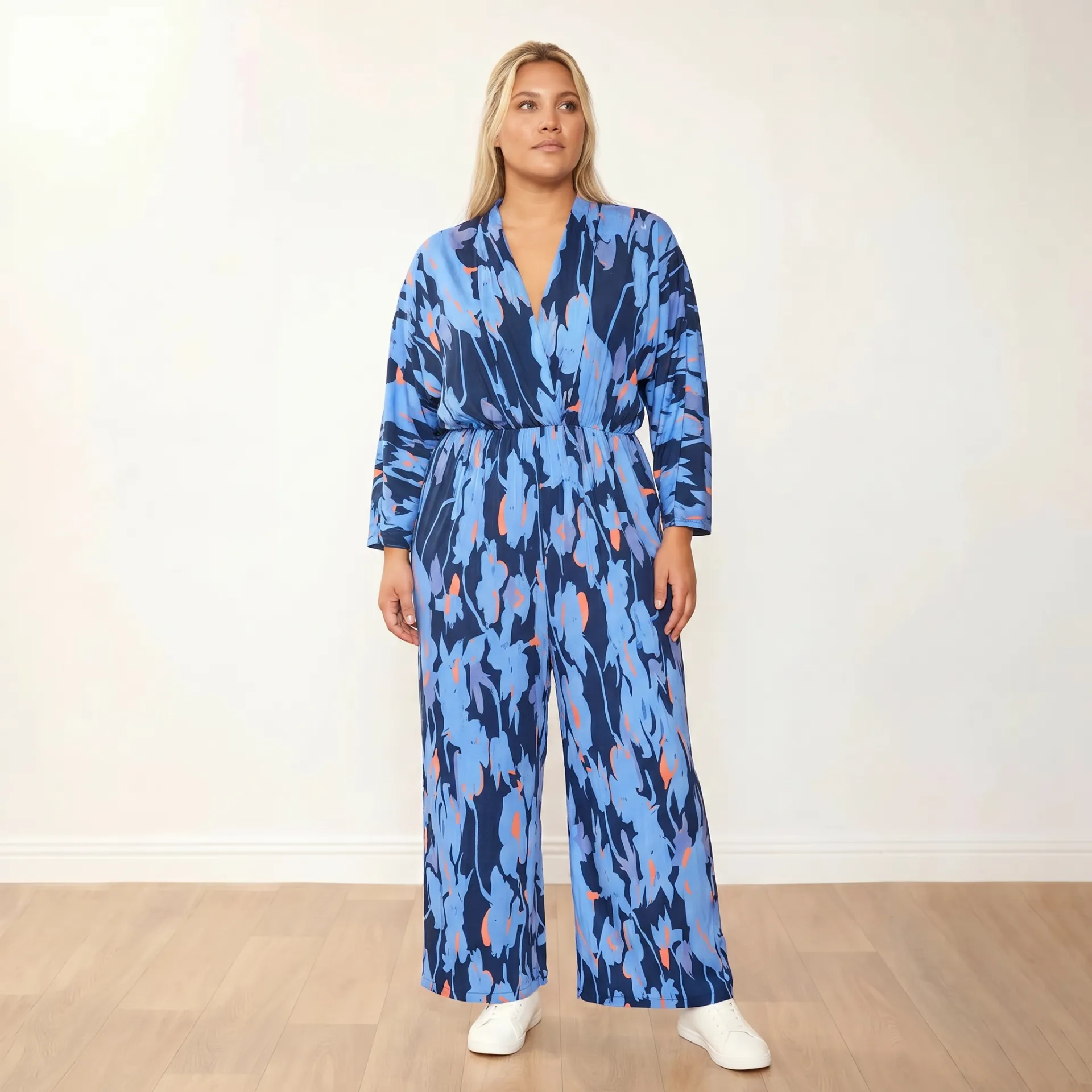 Vogue Jumpsuit (Navy/Orange Abstract) - Image 5