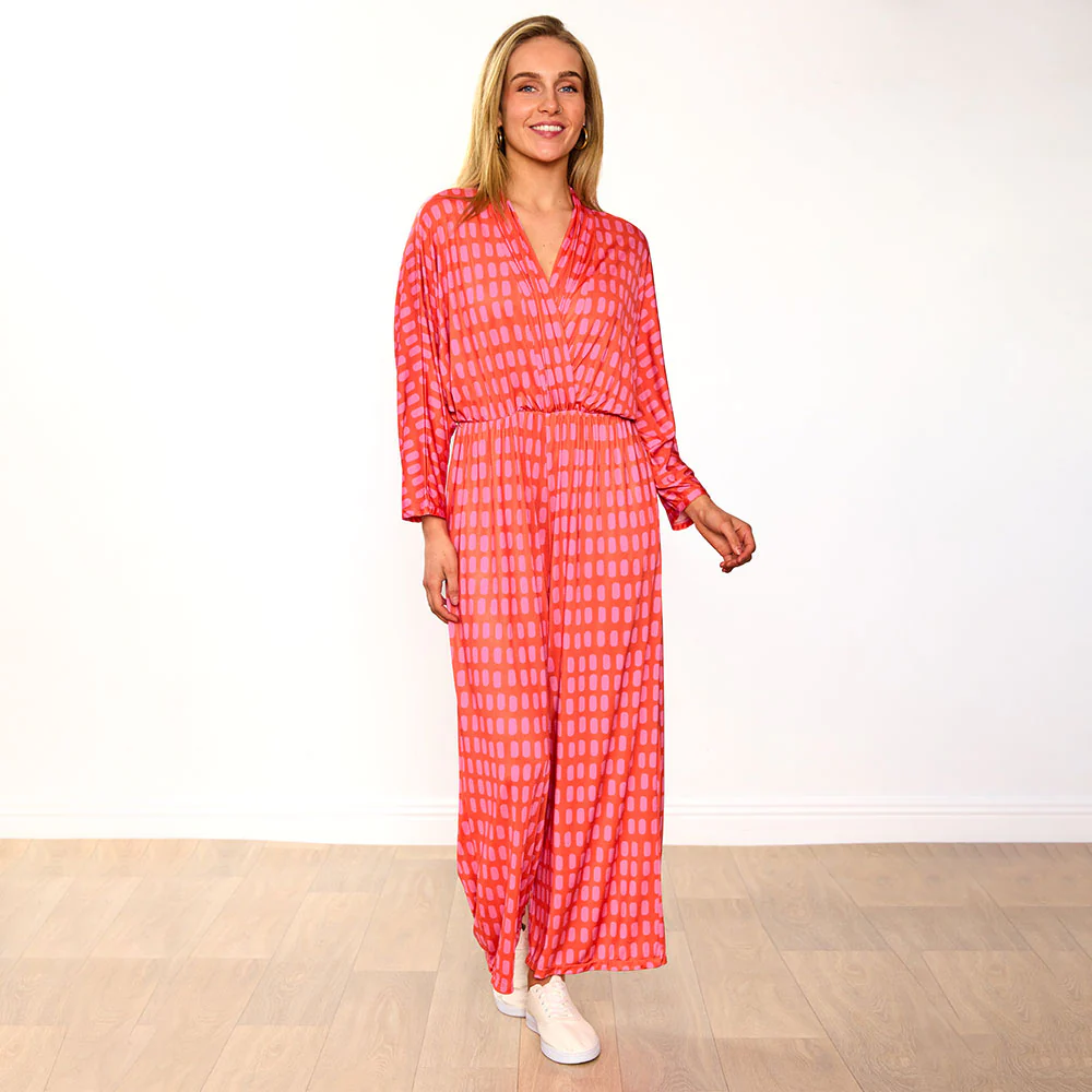 Vogue Jumpsuit (Navy/Orange Abstract & Pink/Red Grid) for €109.00 - Image 3